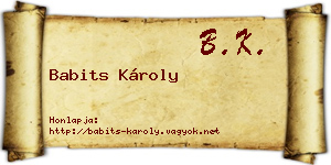 Babits Károly névjegykártya